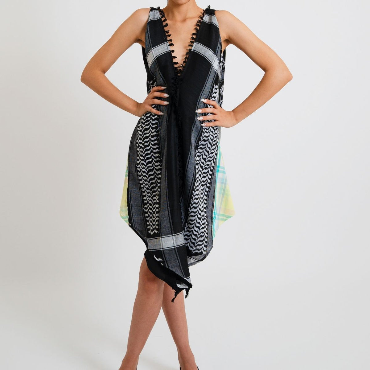 KEFFIYEH SUN DRESS BLACK