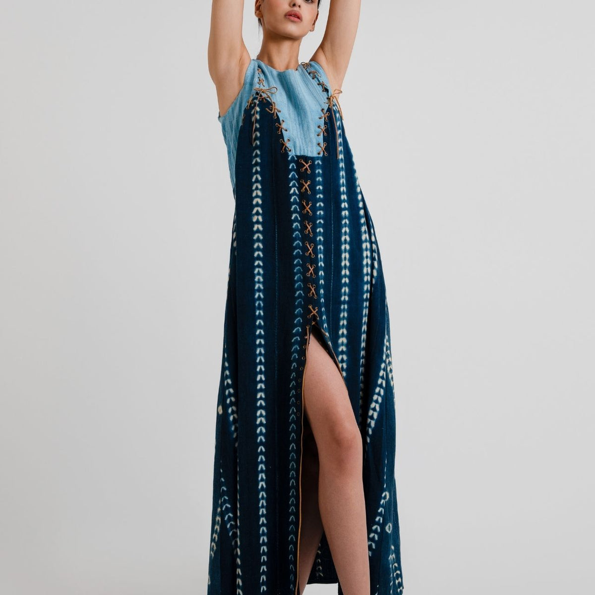 INDIGO LONG LACE DRESS