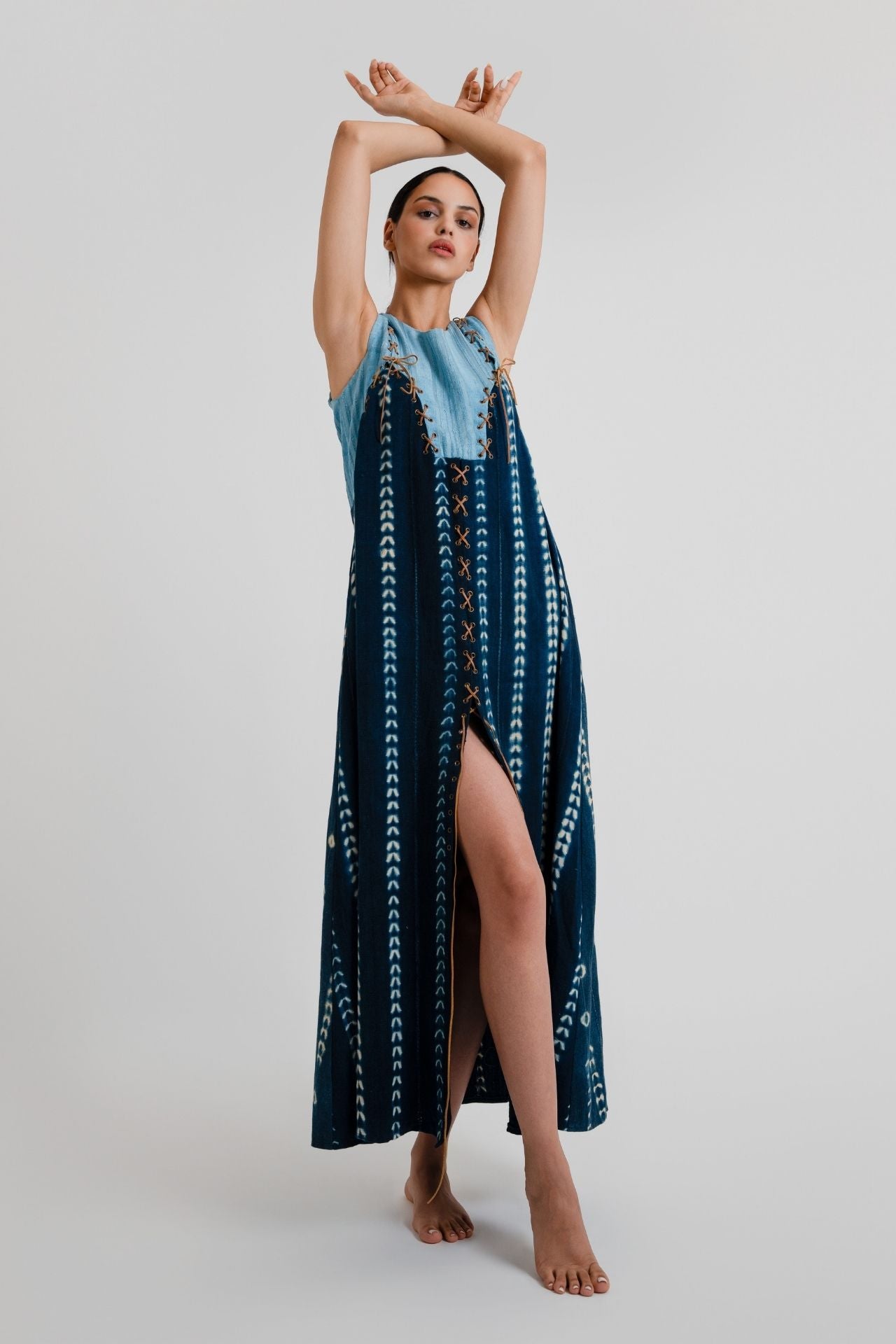 indigo & lace dress Kristin Maternity Gown Long Indigo Blue